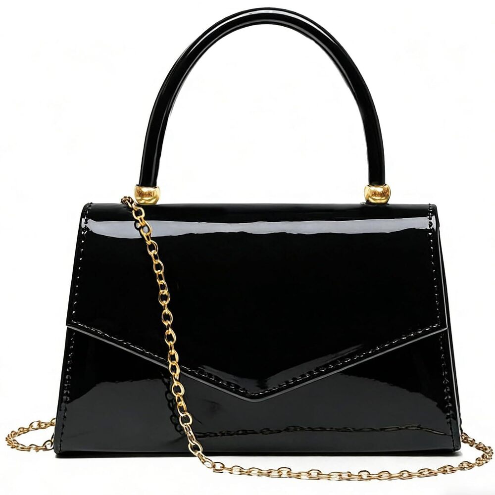 Evening Patent Leather Handbag Purse Formal Women's Clutch Bag Top